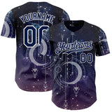 Custom Dark Purple Navy-White Galaxy Star Authentic Baseball Jersey