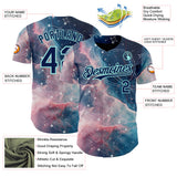 Custom Blue Navy Light Pink-Ice Blue Galaxy Star Nebula Authentic Baseball Jersey
