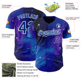 Custom Blue Royal Purple-White Galaxy Star Nebula Authentic Baseball Jersey