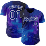 Custom Blue Royal Purple-White Galaxy Star Nebula Authentic Baseball Jersey