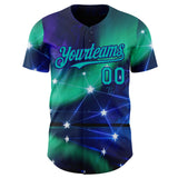 Custom Blue Aqua-Dark Purple Galaxy Star Authentic Baseball Jersey