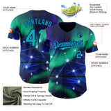 Custom Blue Aqua-Dark Purple Galaxy Star Authentic Baseball Jersey