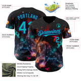 Custom Black Aqua-Dark Purple Galaxy Star Leo Authentic Baseball Jersey