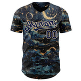 Custom Navy-Cream Galaxy Star Nebula Authentic Baseball Jersey
