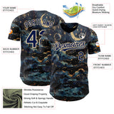 Custom Navy-Cream Galaxy Star Nebula Authentic Baseball Jersey