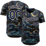 Custom Navy-Cream Galaxy Star Nebula Authentic Baseball Jersey