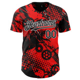 Custom Red Black-White 3D Pattern Design Motorcycle Motocross Halftone Dot Authentic Baseball Jersey