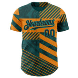 Custom Teal Black-Orange 3D Pattern Design Motorcycle Motocross Stripe Authentic Baseball Jersey