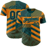 Custom Teal Black-Orange 3D Pattern Design Motorcycle Motocross Stripe Authentic Baseball Jersey