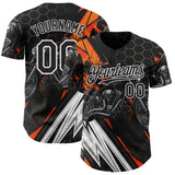 Custom Black Orange Gray-White 3D Pattern Design Motorcycle Motocross Skull Authentic Baseball Jersey