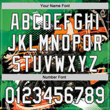 Custom Green White Orange Cream-Black 3D Pattern Design Motorcycle Motocross Skull Authentic Baseball Jersey