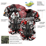 Custom Red White-Black 3D Pattern Design Motorcycle Motocross Skull Authentic Baseball Jersey