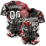 Custom Red White-Black 3D Pattern Design Motorcycle Motocross Skull Authentic Baseball Jersey