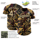 Custom Black Vegas Gold Old Gold-Red 3D Pattern Design Motorcycle Motocross Skull Authentic Baseball Jersey
