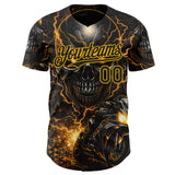 Custom Black-Gold 3D Pattern Design Motorcycle Motocross Skull Authentic Baseball Jersey
