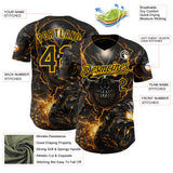 Custom Black-Gold 3D Pattern Design Motorcycle Motocross Skull Authentic Baseball Jersey