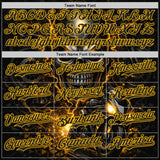 Custom Black-Gold 3D Pattern Design Motorcycle Motocross Skull Authentic Baseball Jersey