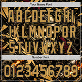 Custom Black-Old Gold 3D Pattern Design Motorcycle Motocross Skull Authentic Baseball Jersey