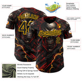 Custom Black Red-Gold 3D Pattern Design Motorcycle Motocross Skull Authentic Baseball Jersey
