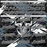 Custom Black Blue-White 3D Pattern Design Motorcycle Motocross Skull Authentic Baseball Jersey