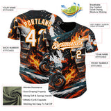 Custom Black White Red-Bay Orange 3D Pattern Design Motorcycle Motocross Skull Flame Authentic Baseball Jersey