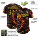 Custom Black Red-Yellow 3D Pattern Design Motorcycle Motocross Skull Flame Authentic Baseball Jersey