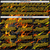 Custom Black Red-Yellow 3D Pattern Design Motorcycle Motocross Skull Flame Authentic Baseball Jersey