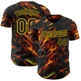Custom Black Red-Yellow 3D Pattern Design Motorcycle Motocross Skull Flame Authentic Baseball Jersey
