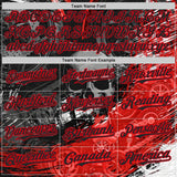 Custom Black-Fire Red 3D Pattern Design Motorcycle Motocross Skull Authentic Baseball Jersey