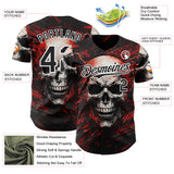 Custom Black Red-White 3D Pattern Design Motorcycle Motocross Skull Authentic Baseball Jersey