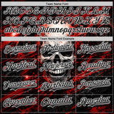 Custom Black Red-White 3D Pattern Design Motorcycle Motocross Skull Authentic Baseball Jersey