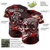Custom Black Red-White 3D Pattern Design Motorcycle Motocross Skull Authentic Baseball Jersey