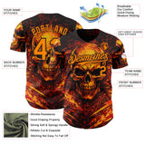 Custom Black-Bay Orange 3D Pattern Design Motorcycle Motocross Skull Flame Authentic Baseball Jersey