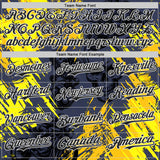 Custom Navy Black Yellow-White 3D Pattern Design Motorcycle Motocross Skull Authentic Baseball Jersey