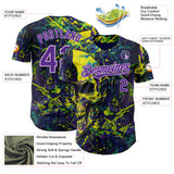 Custom Blue Purple Yellow-Light Purple 3D Pattern Design Motorcycle Motocross Skull Authentic Baseball Jersey