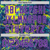 Custom Blue Purple Yellow-Light Purple 3D Pattern Design Motorcycle Motocross Skull Authentic Baseball Jersey