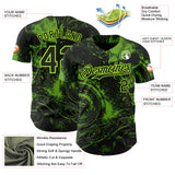Custom Black-Neon Green 3D Pattern Design Motorcycle Motocross Skull Authentic Baseball Jersey