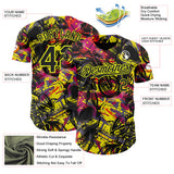 Custom Black Red-Neon Yellow 3D Pattern Design Motorcycle Motocross Authentic Baseball Jersey