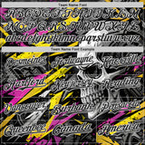 Custom Black Yellow Deep Pink-White 3D Pattern Design Motorcycle Motocross Skull Authentic Baseball Jersey