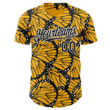 Custom Gold Black-White Butterfly Wing Authentic Baseball Jersey