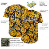 Custom Gold Black-White Butterfly Wing Authentic Baseball Jersey