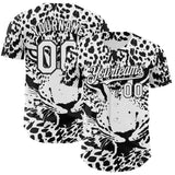 Custom White-Black Leopard Print Authentic Baseball Jersey