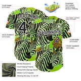Custom Green Black-White Zebra Stripe Print Authentic Baseball Jersey