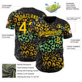 Custom Black Yellow-Green Leopard Print Authentic Baseball Jersey