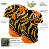Custom Black Bay Orange-Yellow Leopard Print Tiger Stripe Authentic Baseball Jersey