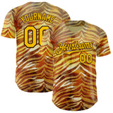 Custom Brown-Yellow Zebra Stripe Print Authentic Baseball Jersey