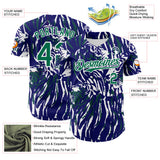Custom Blue Kelly Green-White Tiger Stripe Print Authentic Baseball Jersey