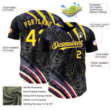 Custom Black Light Yellow-Purple Leopard Print Scratch Authentic Baseball Jersey