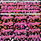 Custom Black Hot Pink-White Leopard Print Authentic Baseball Jersey