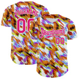 Custom Orange Hot Pink-White Leopard Print Authentic Baseball Jersey
